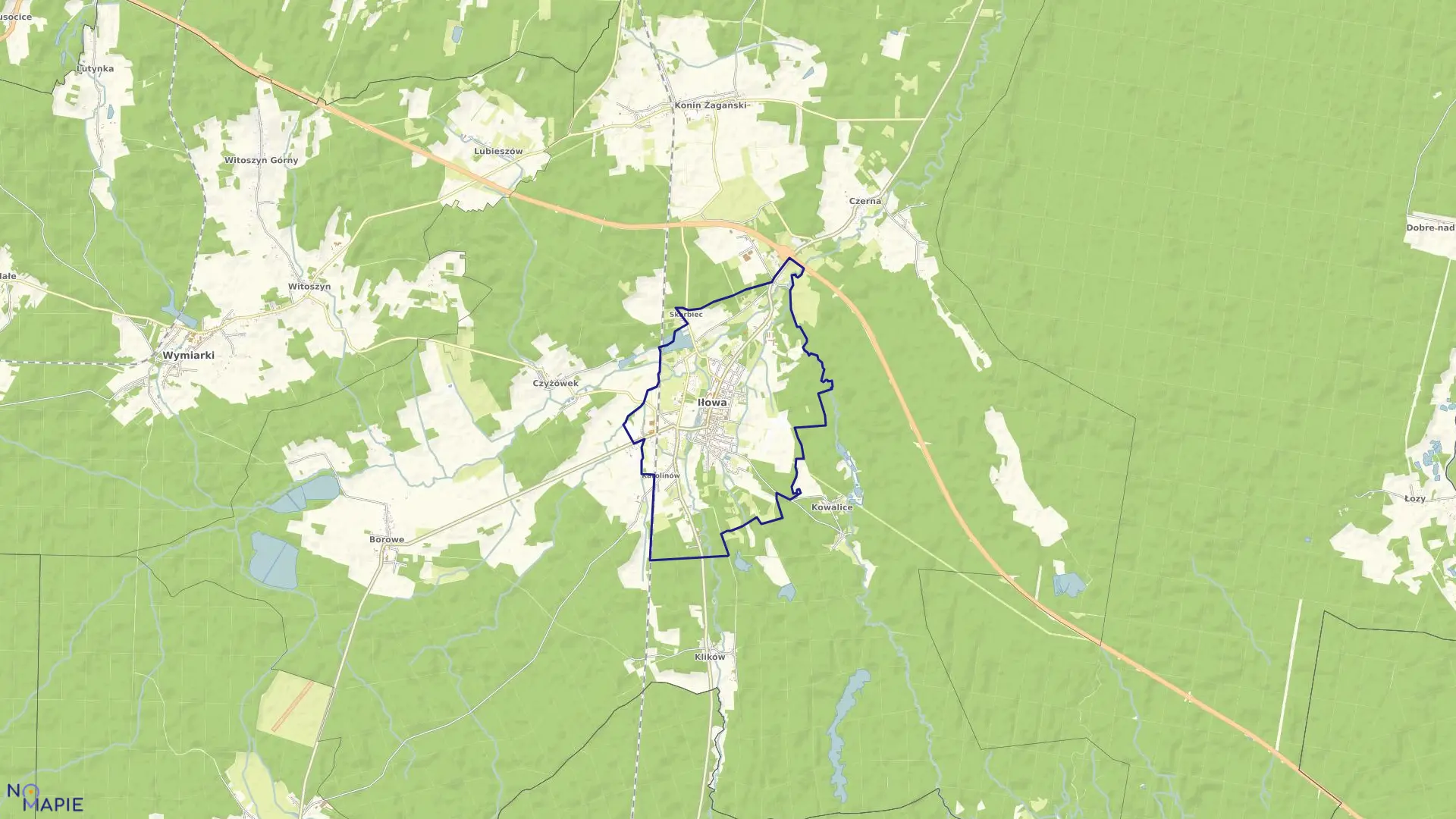 Mapa obrębu 1 w gminie Iłowa