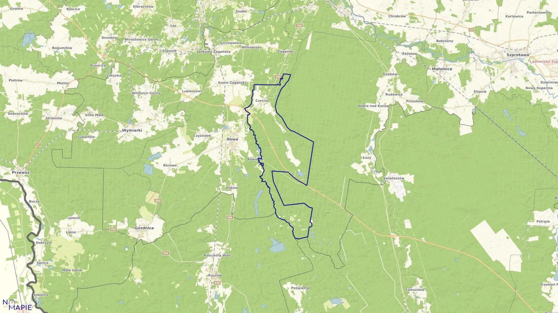Mapa obrębu Czerna w gminie Iłowa