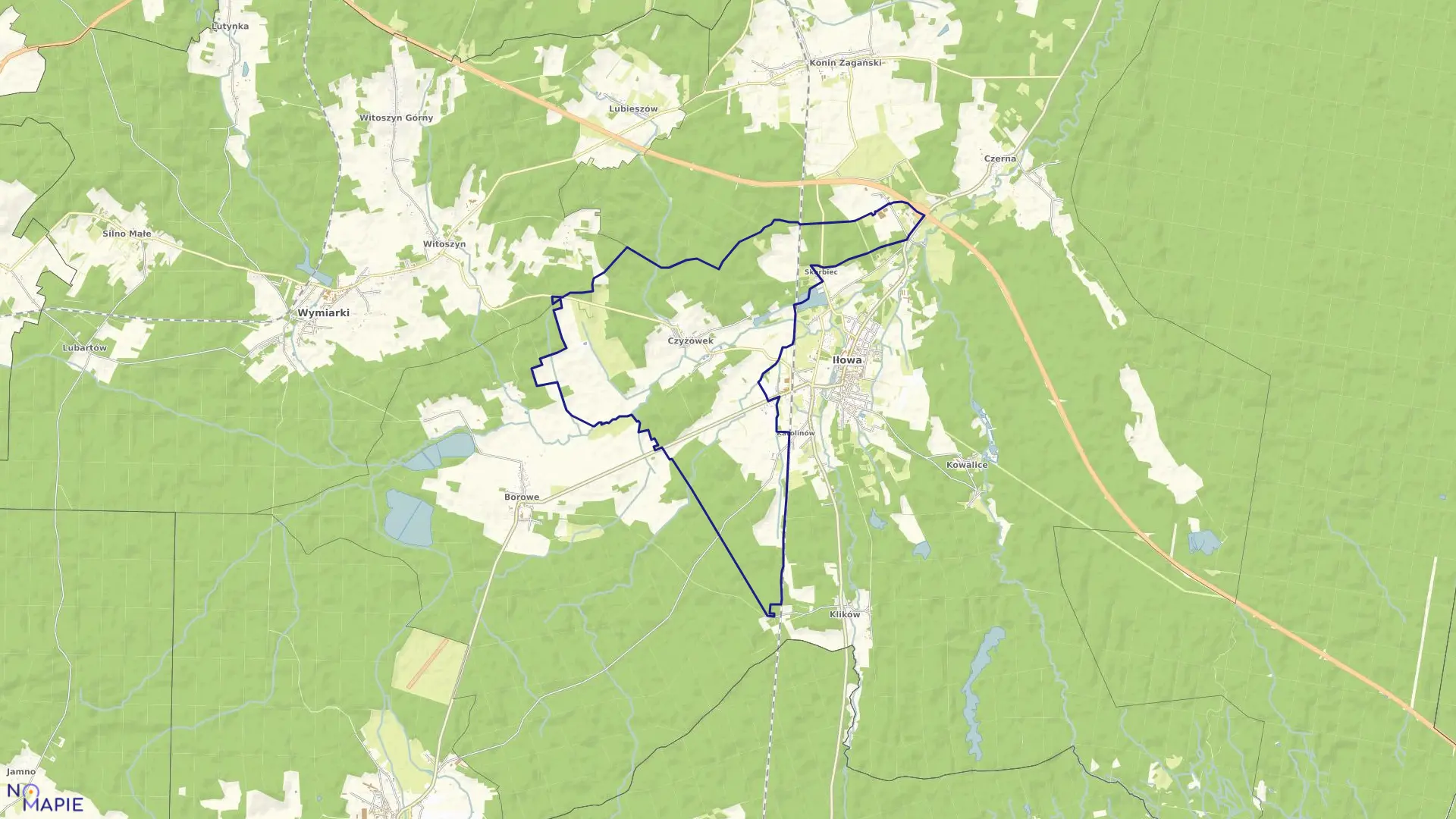 Mapa obrębu Czyżówek w gminie Iłowa