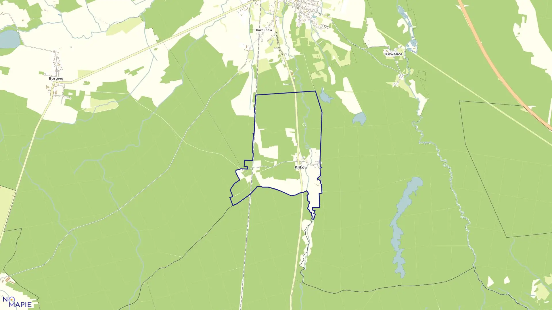 Mapa obrębu Klików w gminie Iłowa